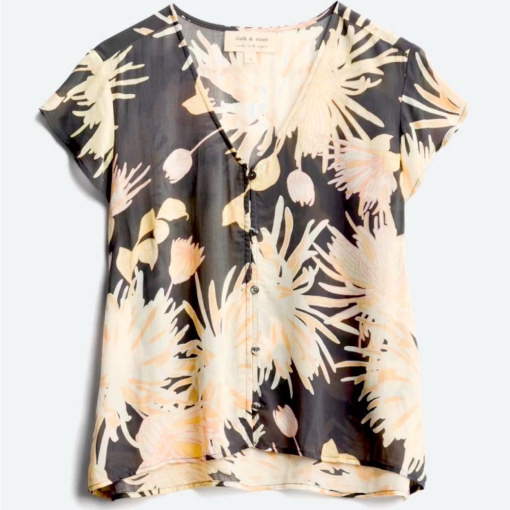 Cloth & Stone Samyra Floral Print Button-Up Blouse- Size Medium